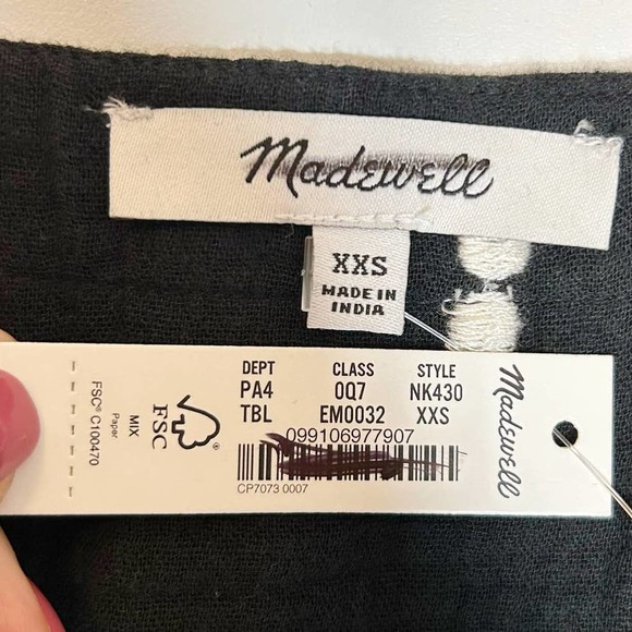 MADEWELL Lightspun Cuff Sleeve Button Front Tiered Mini Dress XXS SOLD - Picture 7 of 8